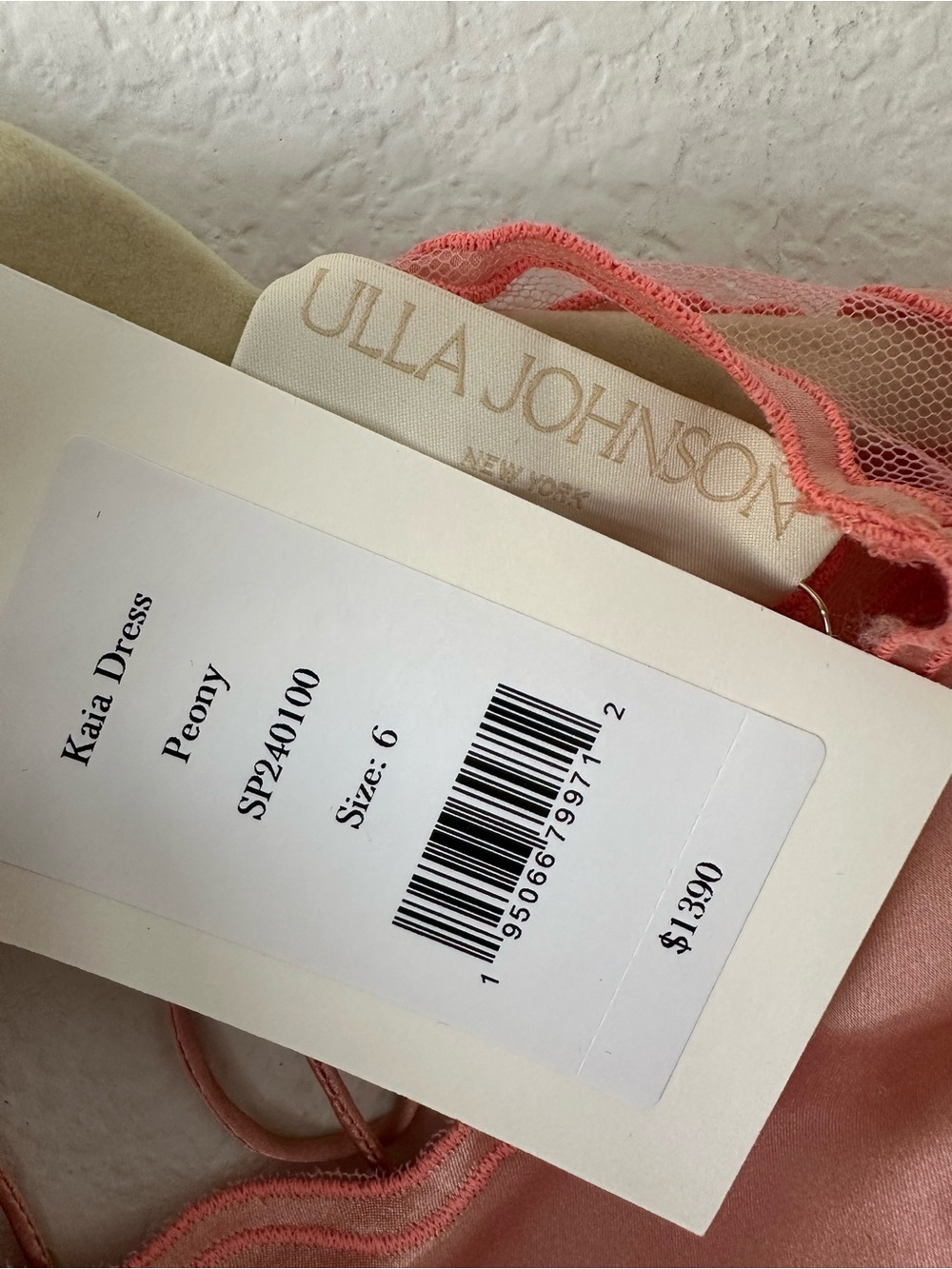 ULLA JOHNSON Kaia Open-Back Asymmetric Lace Silk Midi Pink Dress SZ US 6 NWT - Picture 8 of 10